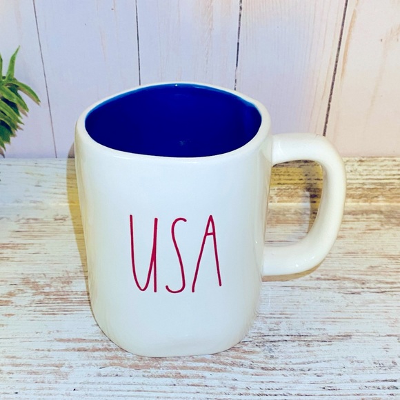 Rae Dunn USA mug with blue interior and red letters - Picture 5 of 7